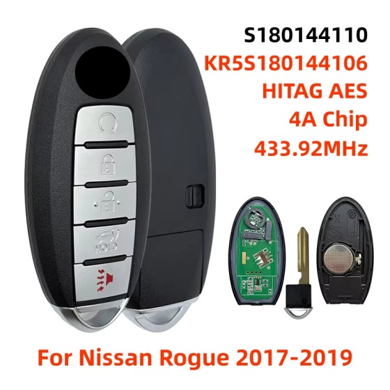 2017-2020 Nissan Rogue / 5-Button Smart Key / PN: 285E3-6FL7A / S180144110 / KR5S180144106 (AFTERMARKET)